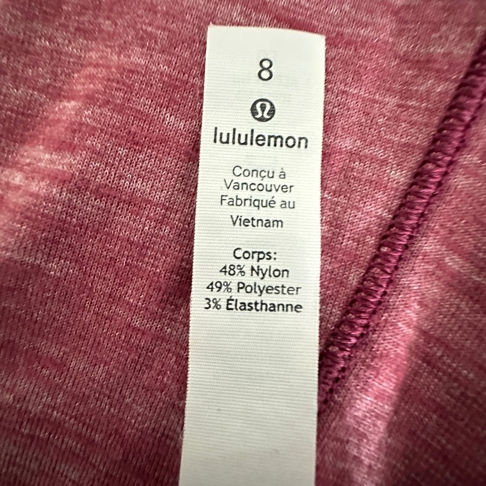 Lululemon Sweat Embrace Long Sleeve Top Size 8 Heathered Misty Merlot Gym Active - Picture 9 of 9